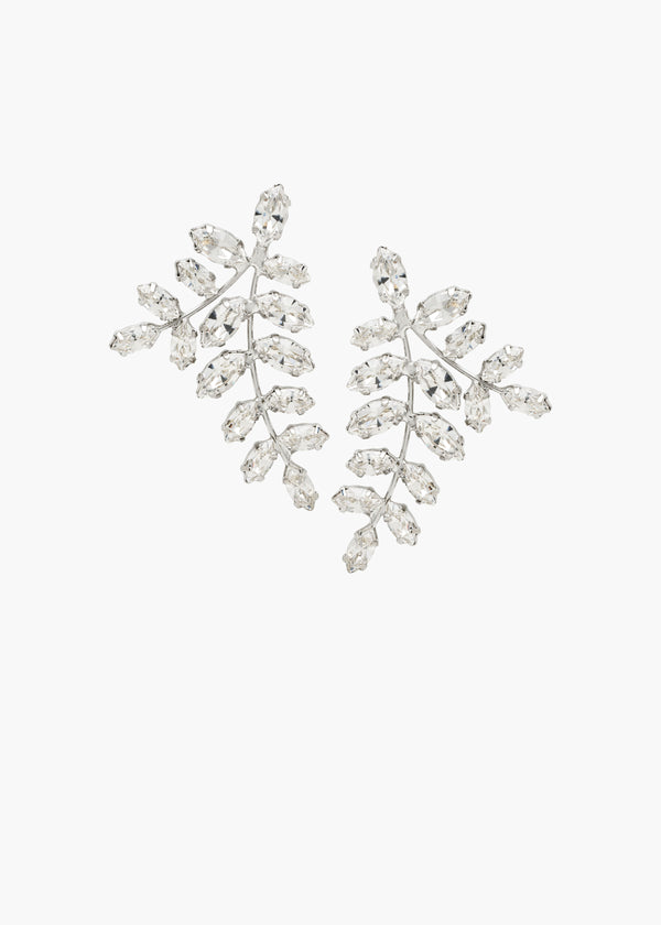 Swarovski silver crystal statement stud earring on white background