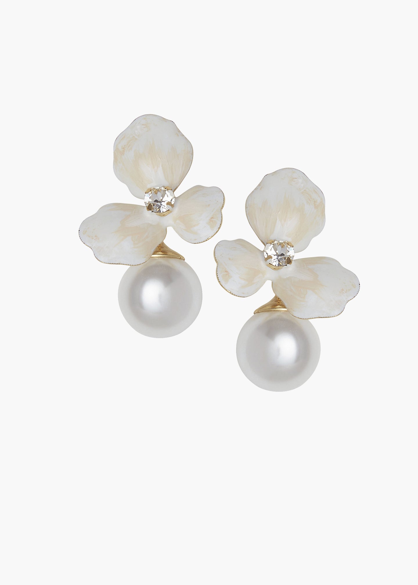 Pair of pearl earrings on a white background