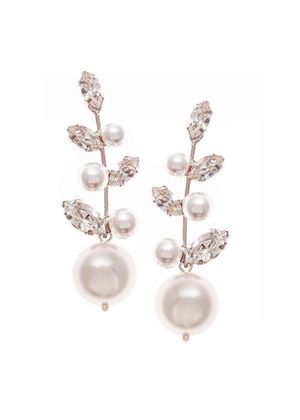 A Pair of pearl and crystal drop earrings