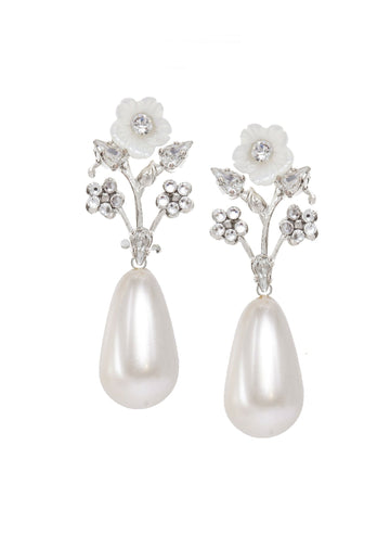 Anemone Bauble Pearl Drop Wedding Earrings Elizabeth Bower