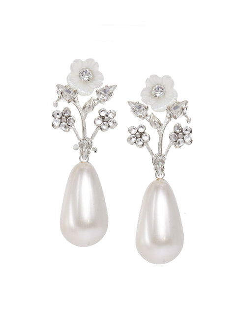 Anemone Bauble Pearl Drop Wedding Earrings Elizabeth Bower