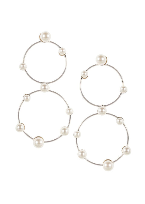 Ariel Pearl Hoops - bridal Earrings - Elizabeth Bower
