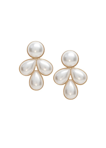 Audrey Droplet Pearl Stud Earrings - bridal Earrings - Elizabeth Bower