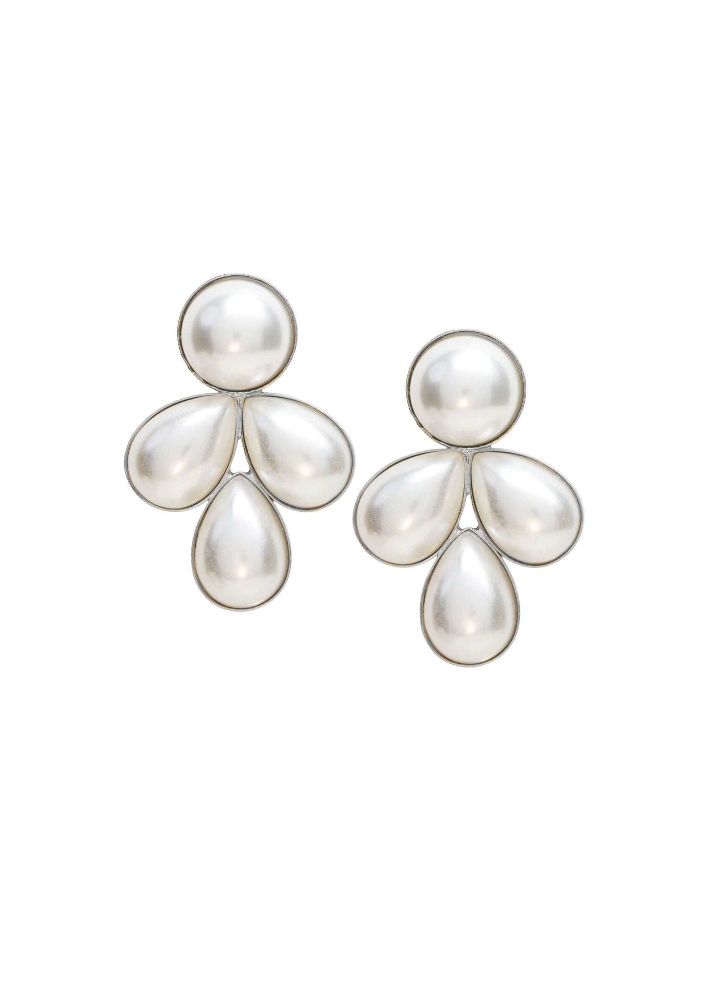 Audrey Droplet Pearl Stud Earrings - bridal Earrings - Elizabeth Bower