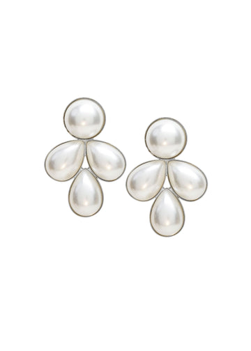 Audrey Droplet Pearl Stud Earrings - bridal Earrings - Elizabeth Bower