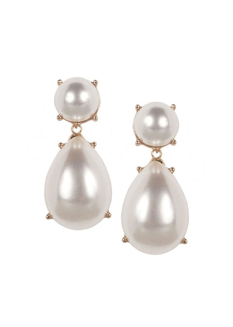 Audrey Pearl Drop Earrings - bridal Earrings - Elizabeth Bower