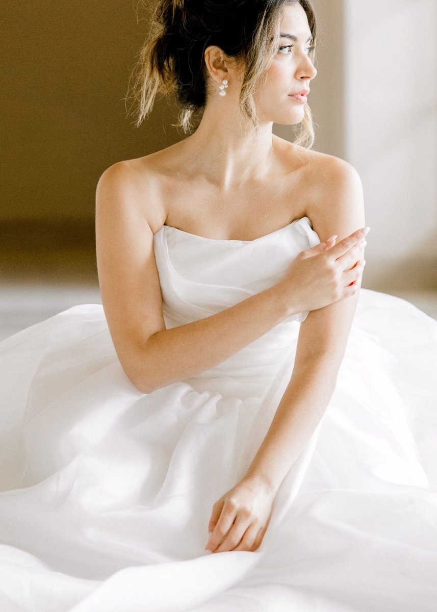 Bubble Mini Pearl Stud Earrings - bridal Earrings - Elizabeth Bower