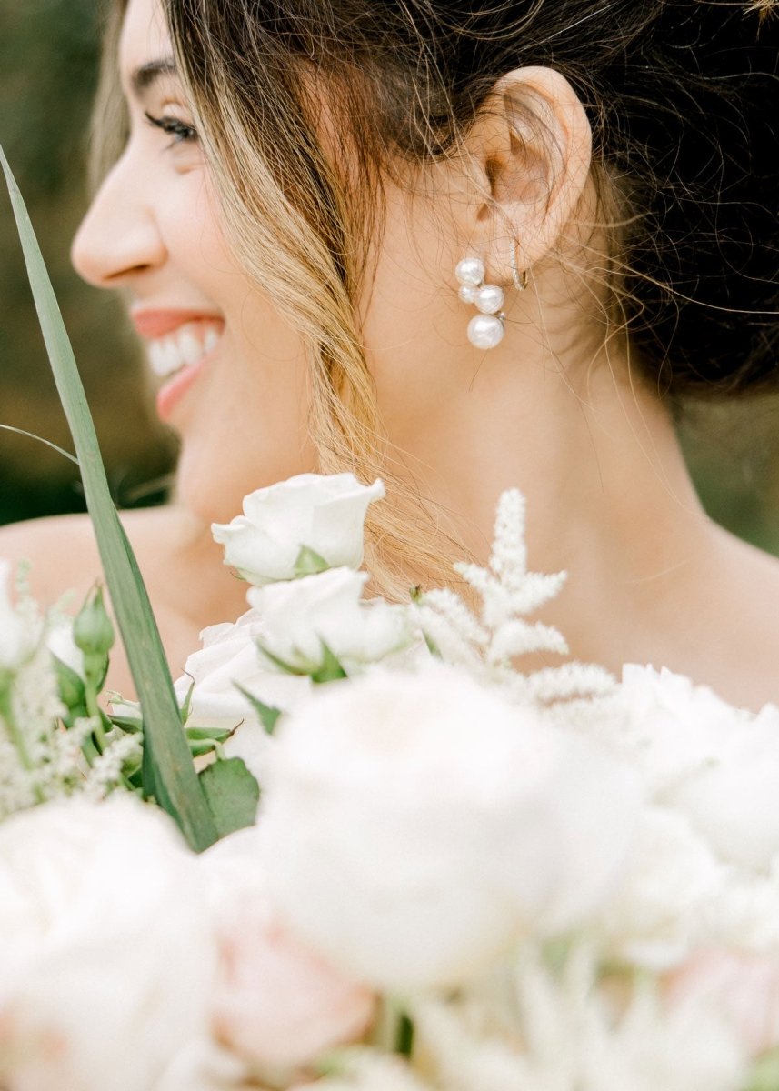 Bubble Mini Pearl Stud Earrings - bridal Earrings - Elizabeth Bower