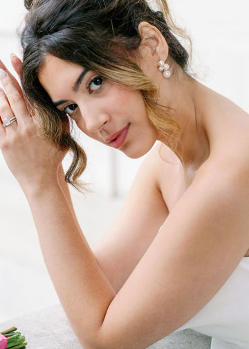 Bubble Mini Pearl Stud Earrings - bridal Earrings - Elizabeth Bower