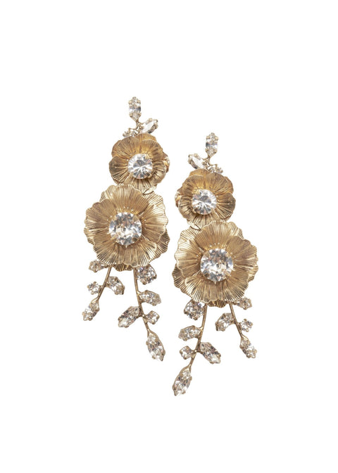 Clematis Crystalla Floral Chandelier -  bridal Earrings