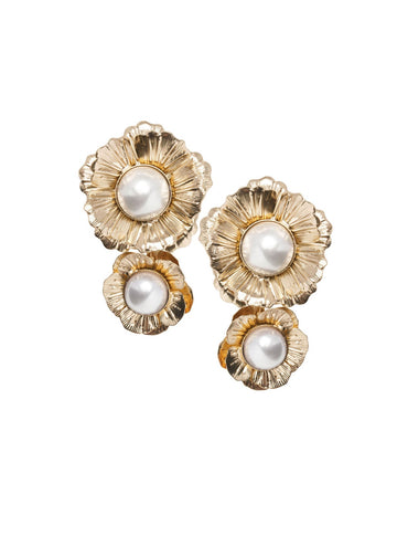 Clematis Pearl Dublet Earring - bridal Earrings - Elizabeth Bower