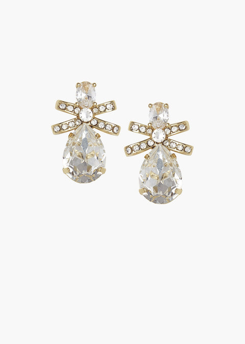 Crystal Bow Drop Earrings - bridal Earrings - Elizabeth Bower