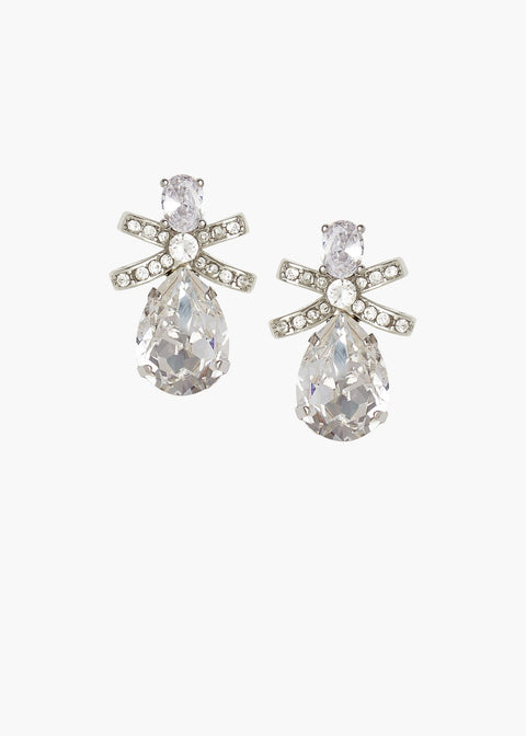 Crystal Bow Drop Earrings - bridal Earrings - Elizabeth Bower