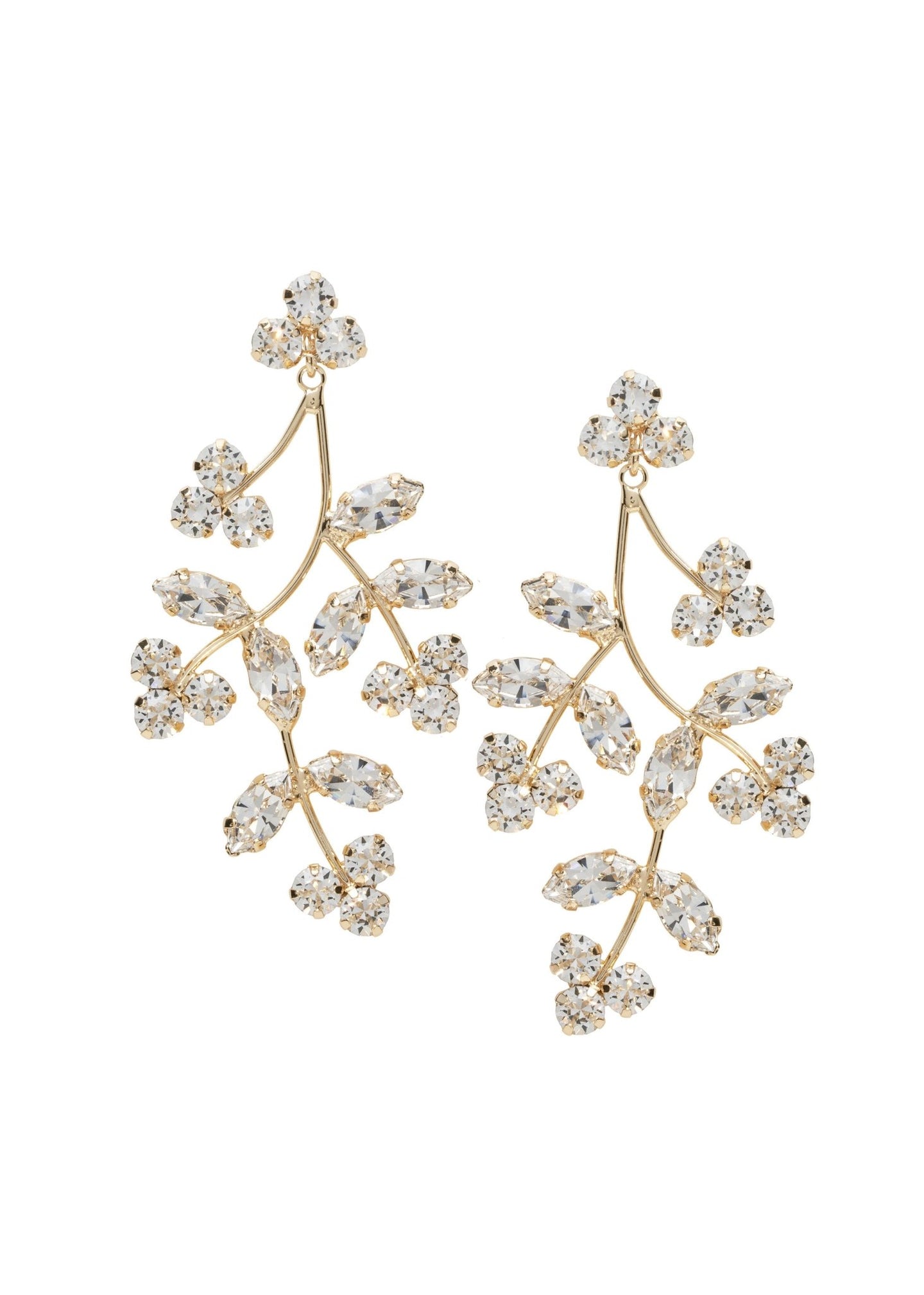 Crystal Triplet Cluster Statement Earrings - bridal Earrings - Elizabeth Bower