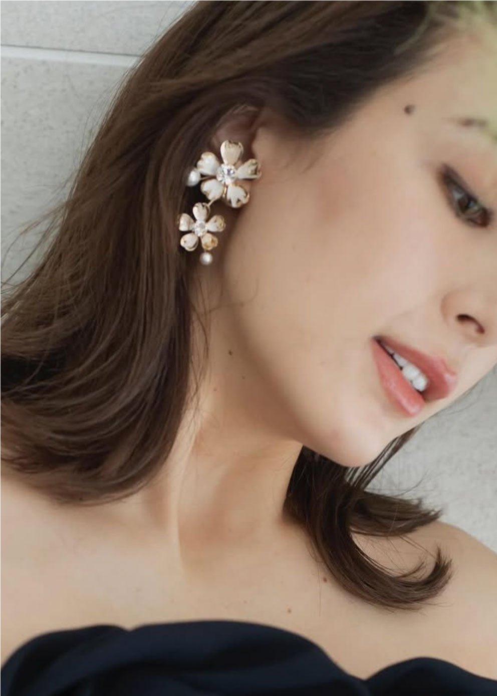 Daisy Double Floral Stud Earrings - bridal - Elizabeth Bower