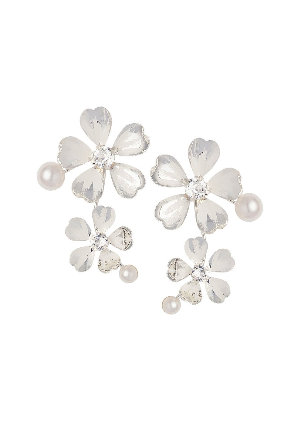 Daisy Double Floral Stud Earrings - bridal - Elizabeth Bower