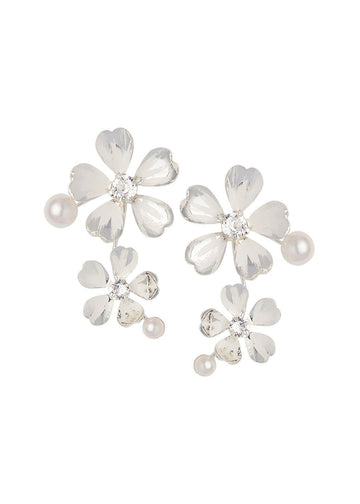 Daisy Double Floral Stud Earrings - bridal - Elizabeth Bower