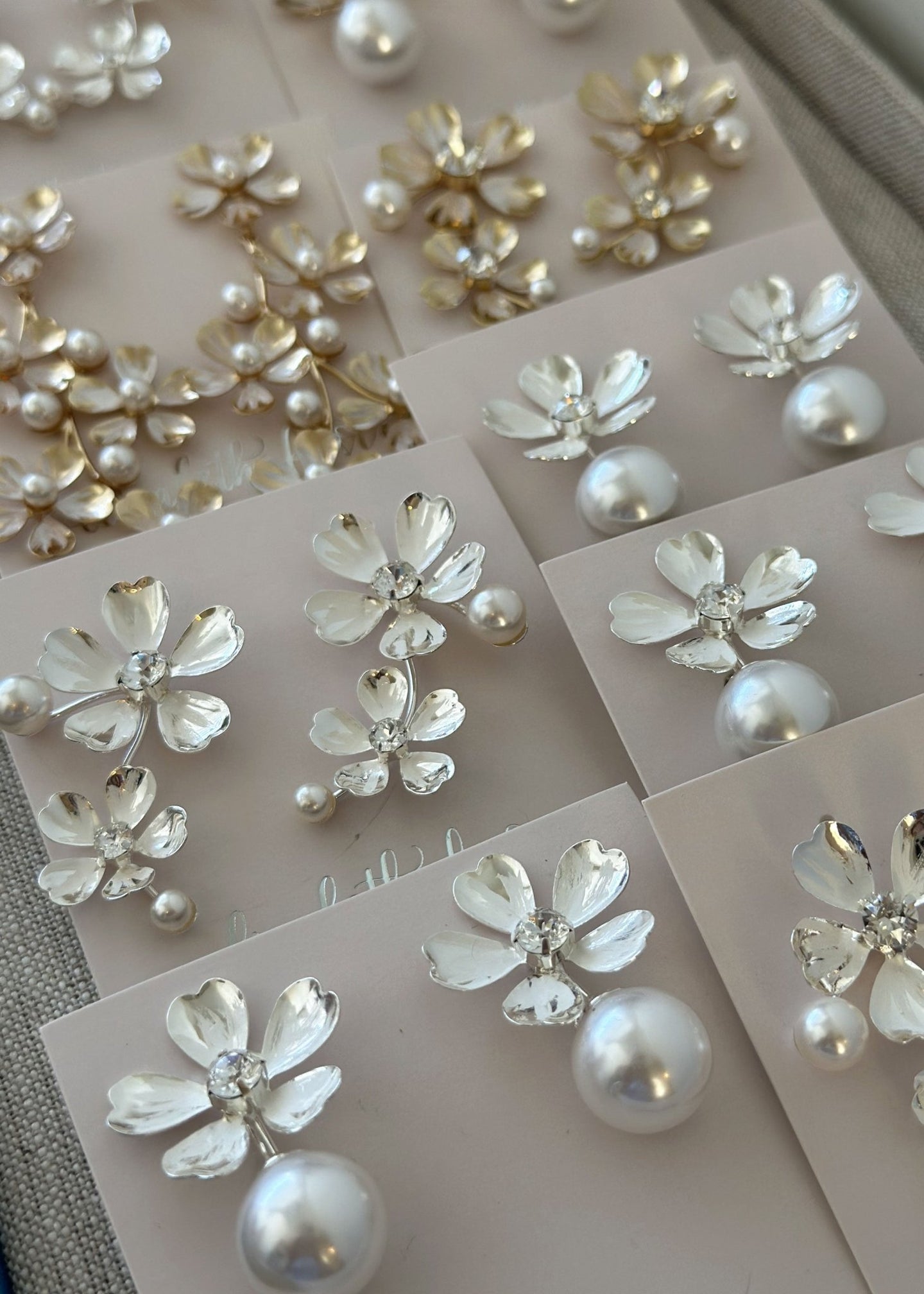 Daisy Double Floral Stud Earrings - bridal - Elizabeth Bower