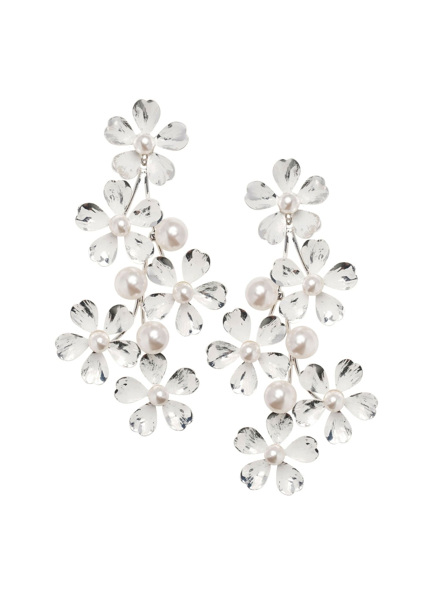 Daisy Pearl Floral Drop Earrings - bridal Earrings - Elizabeth Bower