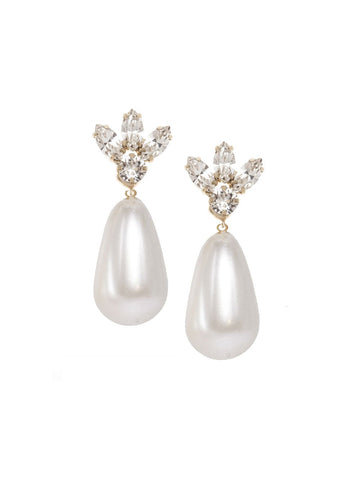 Downton Bauble Pearl Drop Earrings - bridal Earrings - Elizabeth Bower