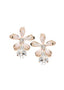large gold floral flower stud with Swarovski tear drop accent