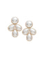 Modern pearl gold stud earring on white background 