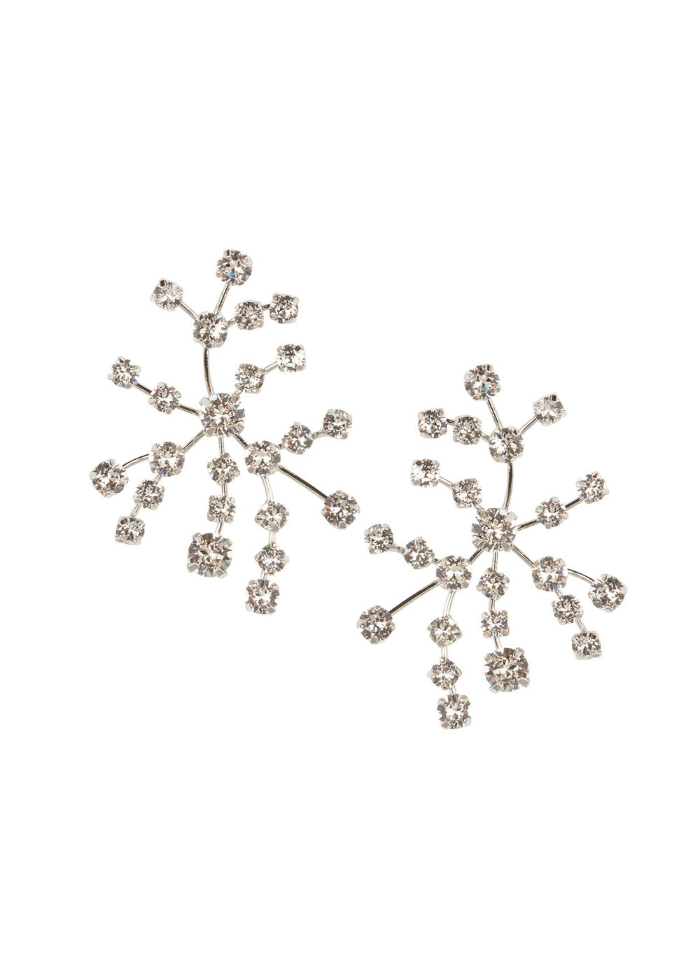Crystal spray stud earring on white background 