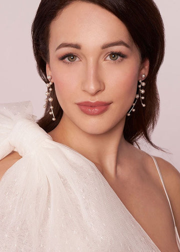 Elle Pearl Drop Earrings - bridal Earrings - Elizabeth Bower