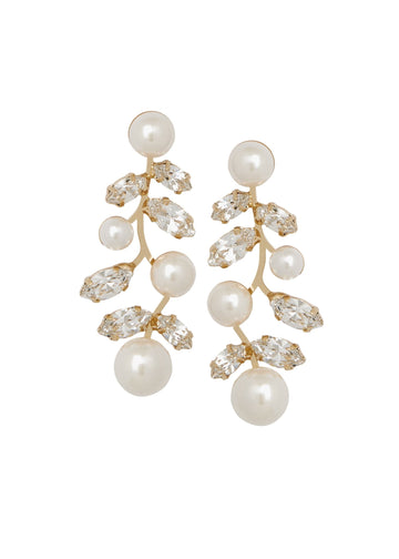 Golden Evie Drop Pearl - Bridal Earrings - Elizabeth Bower