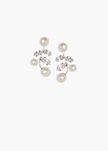 Evie Pearl and Crystal Stud Earrings - bridal Earrings - Elizabeth Bower