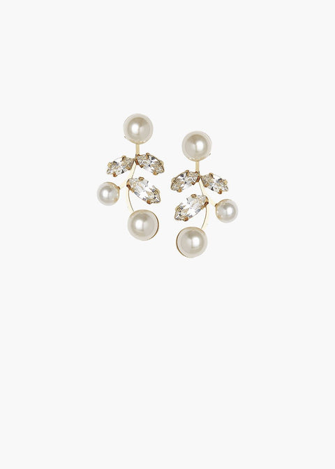 Evie Pearl and Crystal Stud Earrings - bridal Earrings - Elizabeth Bower