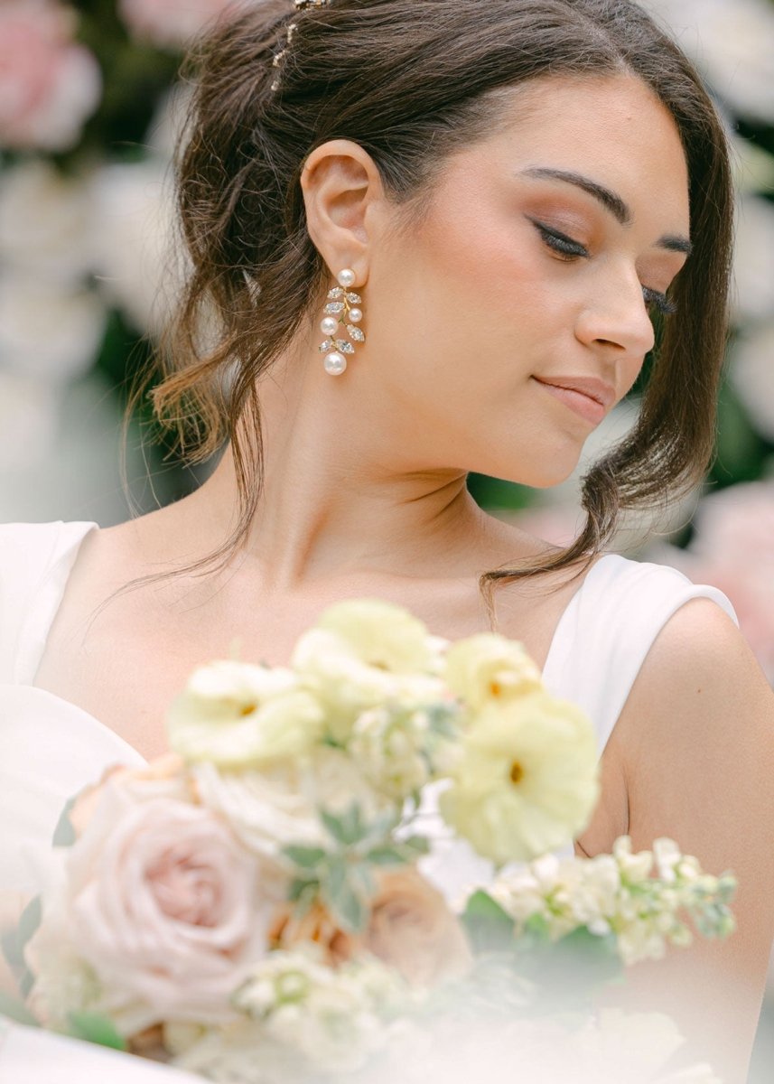 Evie Drop | Pearl Bridal Earrings - bridal Earrings - Elizabeth Bower