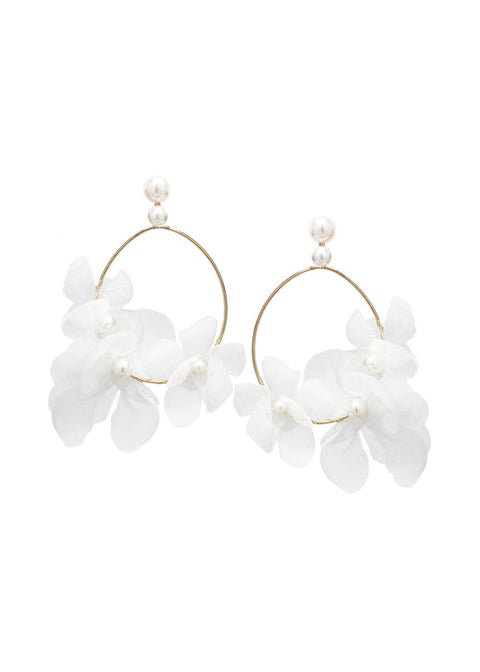 Fabrique Floral Hoop Earrings - bridal Earrings - Elizabeth Bower