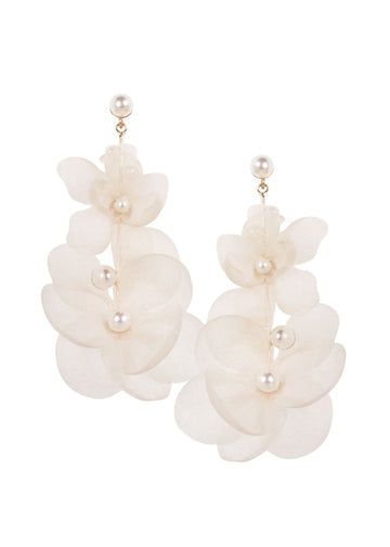 Flutter Floral Pearl Drop Earrings - bridal Earrings - Elizabeth Bower