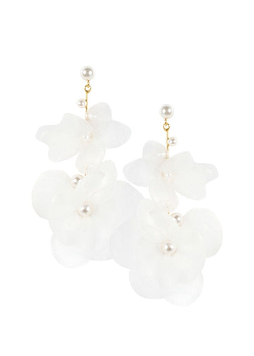 Flutter Floral Pearl Drop Earrings - bridal Earrings - Elizabeth Bower