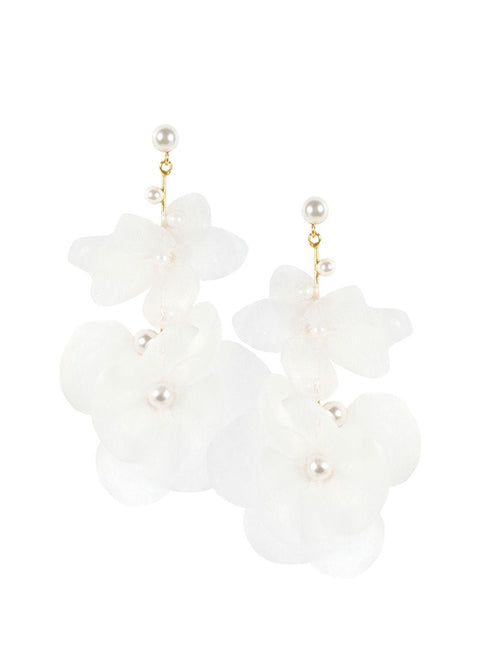 Flutter Floral Pearl Drop Earrings - bridal Earrings - Elizabeth Bower