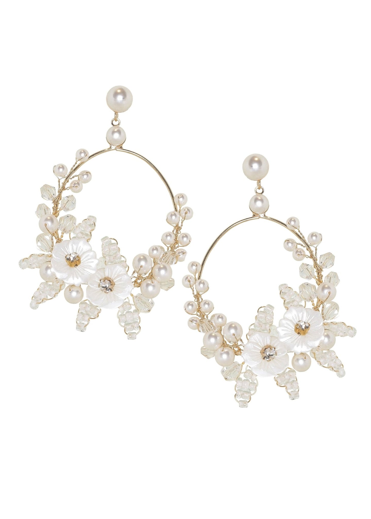 Garland Floral Hoop Earrings - bridal Earrings - Elizabeth Bower