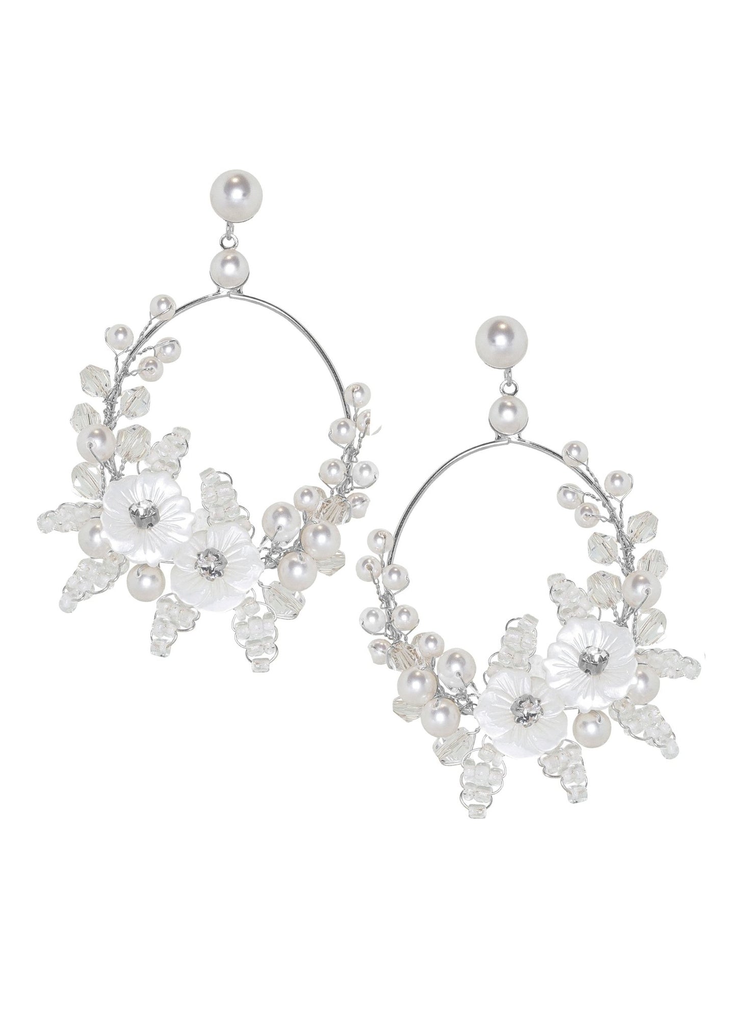 Garland Floral Hoop Earrings - bridal Earrings - Elizabeth Bower