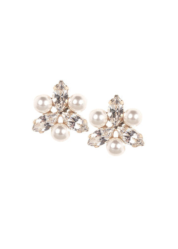 Juliette Pearl Stud Earrings - bridal Earrings - Elizabeth Bower
