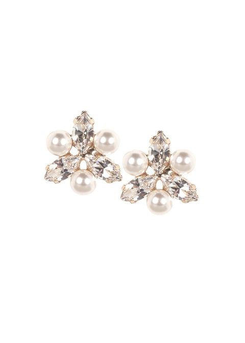 Juliette Pearl Stud Earrings - bridal Earrings - Elizabeth Bower