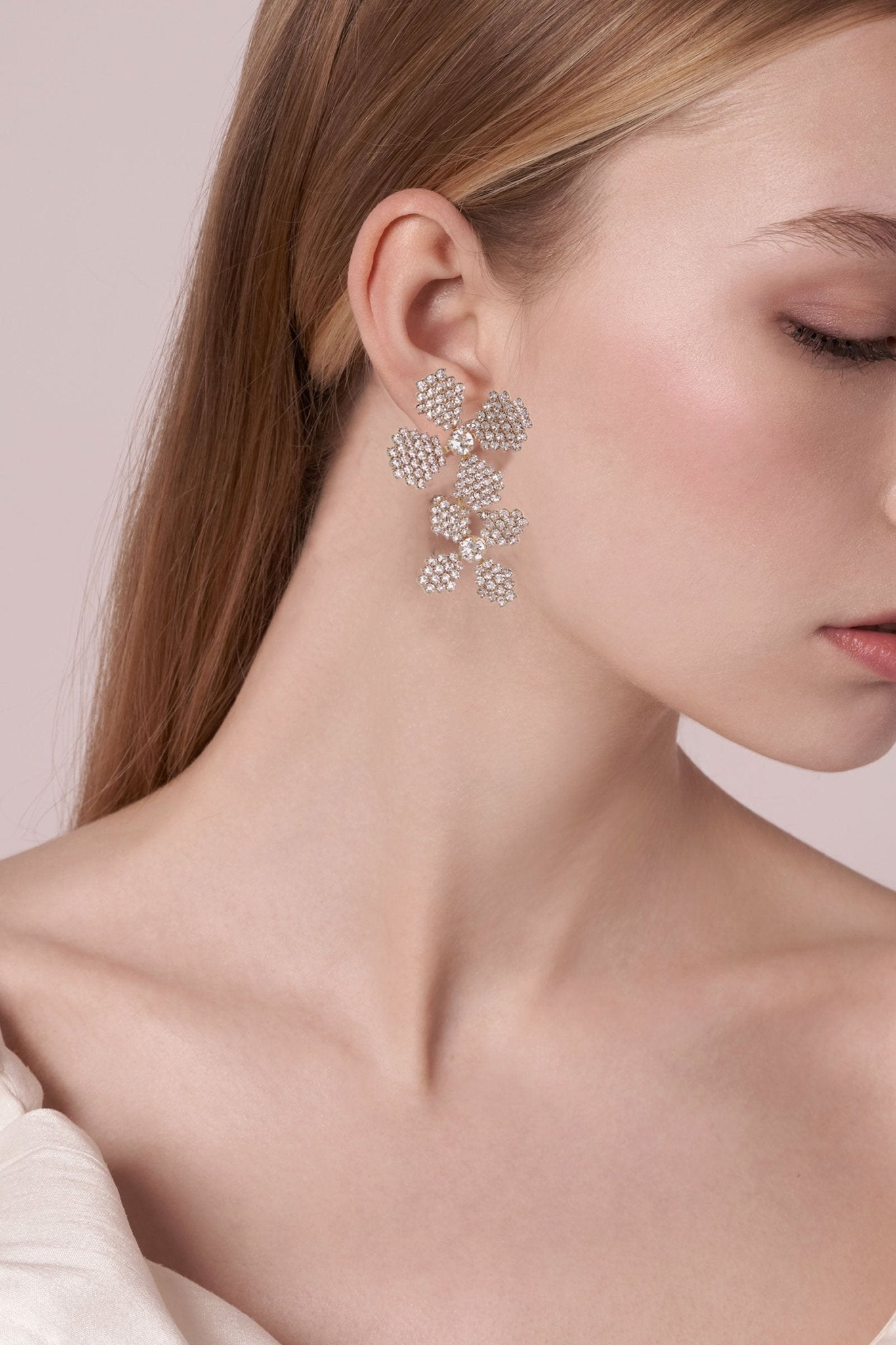 June Bud Dublet Floral Bridal Earrings - bridal Earrings - Elizabeth Bower