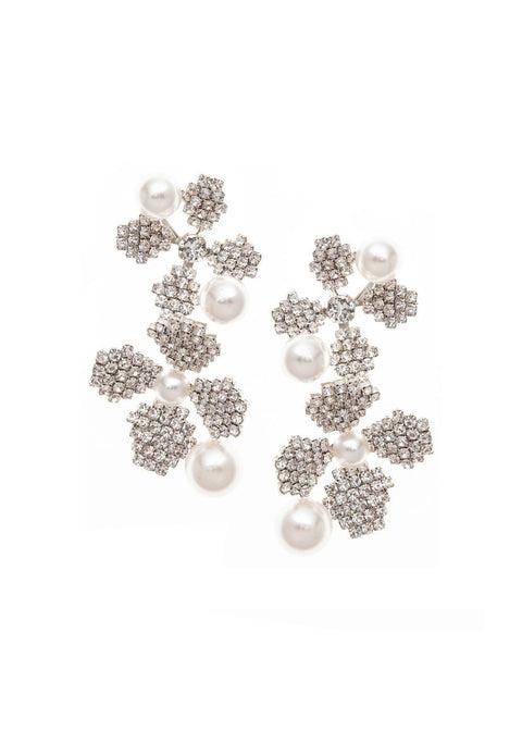 June Pearl Floral Wedding Earrings - bridal Earrings - Elizabeth Bower