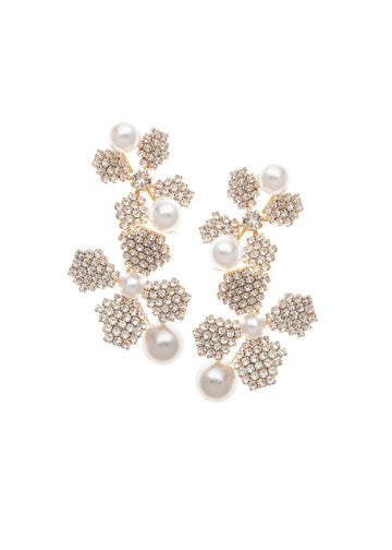 June Pearl Floral Wedding Earrings - bridal Earrings - Elizabeth Bower