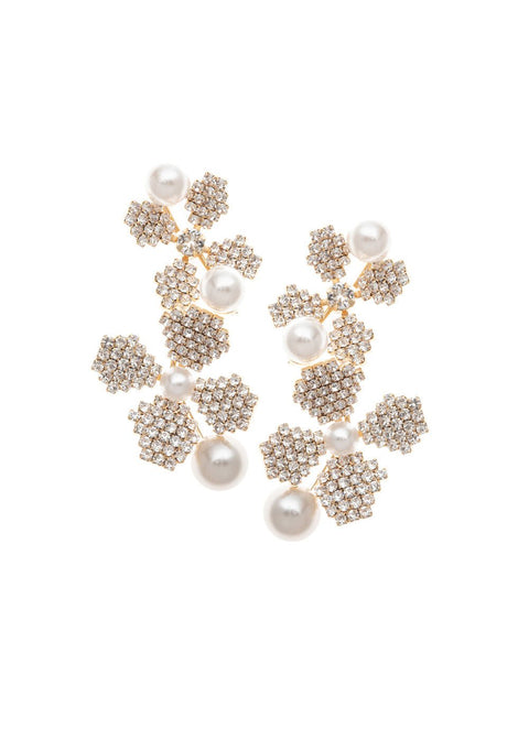 June Pearl Floral Wedding Earrings - bridal Earrings - Elizabeth Bower