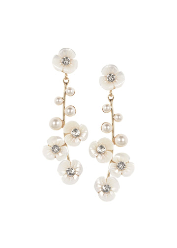 Loretta Single Floral Drop Earrings - bridal Earrings - Elizabeth Bower