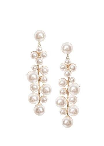 Luster Cascade Pearl Drop Earrings - bridal Earrings - Elizabeth Bower