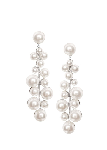 Luster Cascade Pearl Drop Earrings - bridal Earrings - Elizabeth Bower