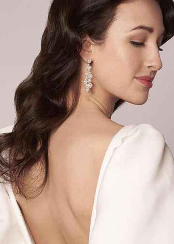 Luster Cascade Pearl Drop Earrings - bridal Earrings - Elizabeth Bower