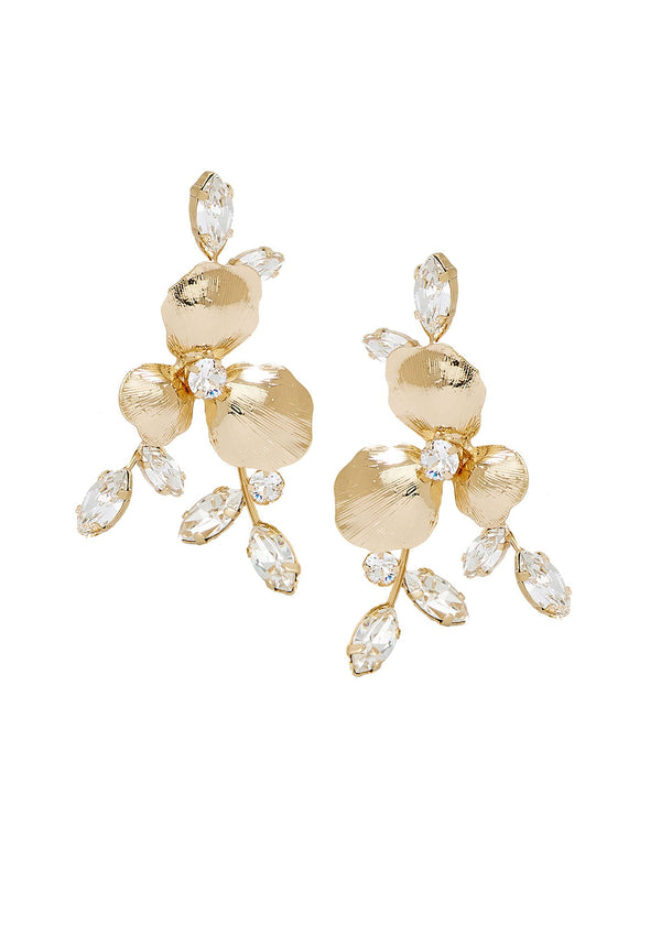 Orchid Crystalla Floral Stud Earring - bridal Earrings - Elizabeth Bower