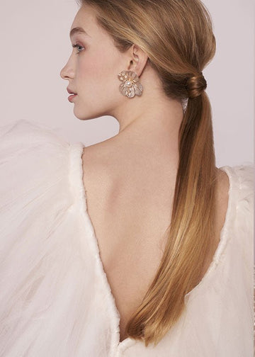 Orchid Floral Stud Earrings - bridal Earrings - Elizabeth Bower